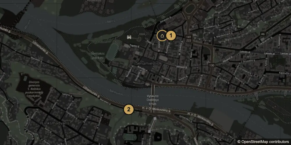 Map of Old Town zone and free parking near Šv. Gertrūdos g. 51A, Kaunas